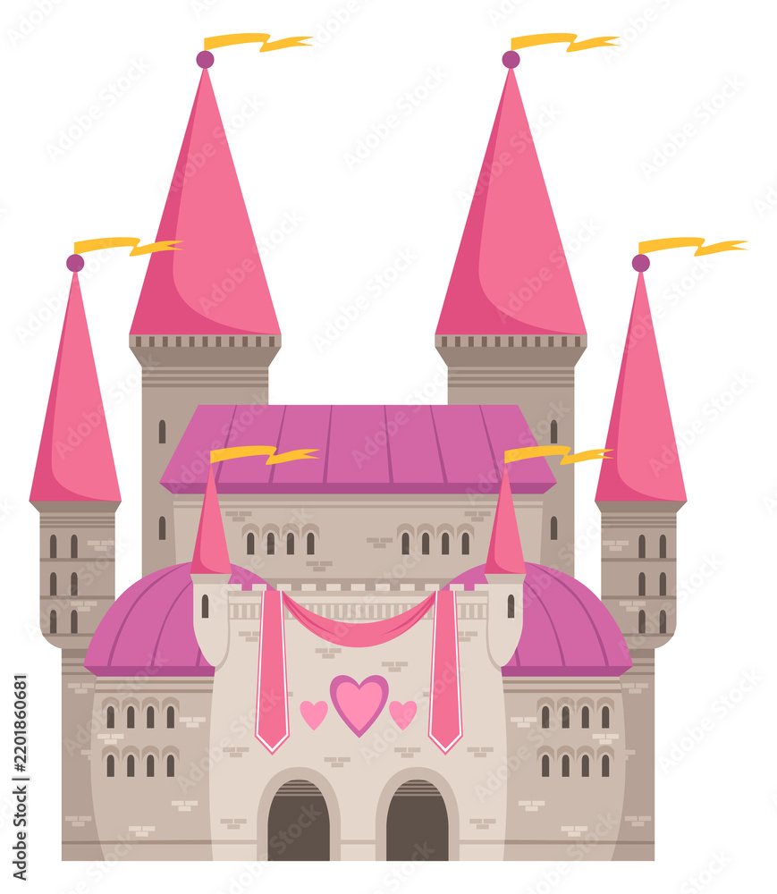 Obraz premium Princess castle. Cute cartoon fairytale kingdom palace