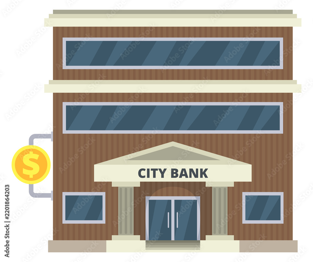Obraz premium City bank front. Finance service building facade