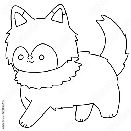 Cute cartoon fox stands on two legs