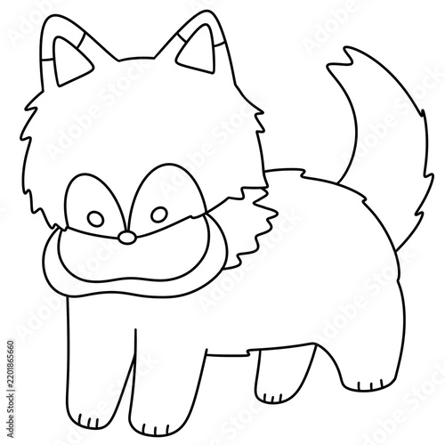 Cartoon fox with fluffy tail and wide smile