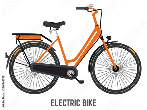 Electric bicycle side view. Urban road bike