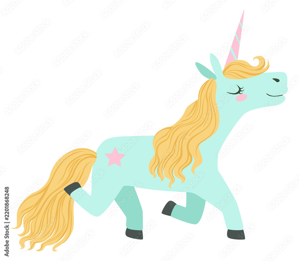 Obraz premium Unicorn cartoon character. Magic animal fairytale creature