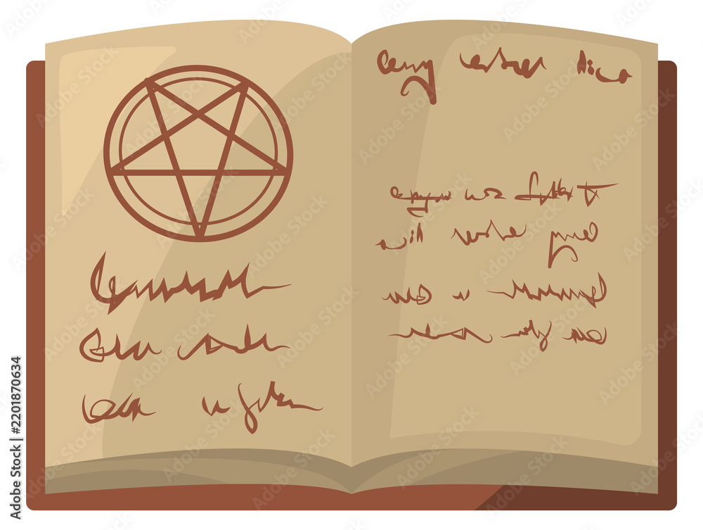 Obraz premium Witchcraft book pages. Old magic spell grimoire