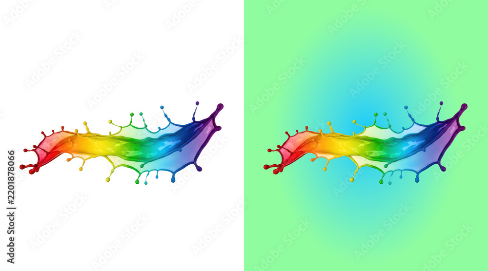 Fototapeta premium Rainbow multicolored liquid splash abstract design element