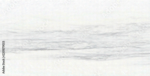 Abstract halftone pattern with horizontal wavy lines, gradient dot texture in black and white, monochrome background