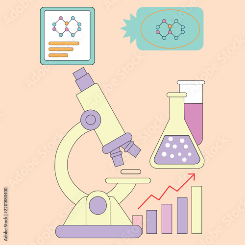 Biotechnology scientific lab research microscope vector art