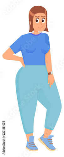 Картината върху платно Chubby body woman smiling. Happy young person