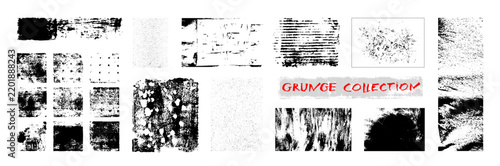 Vector collection of black ink grunge textures. Abstract distressed elements as a creative overlay for your design.