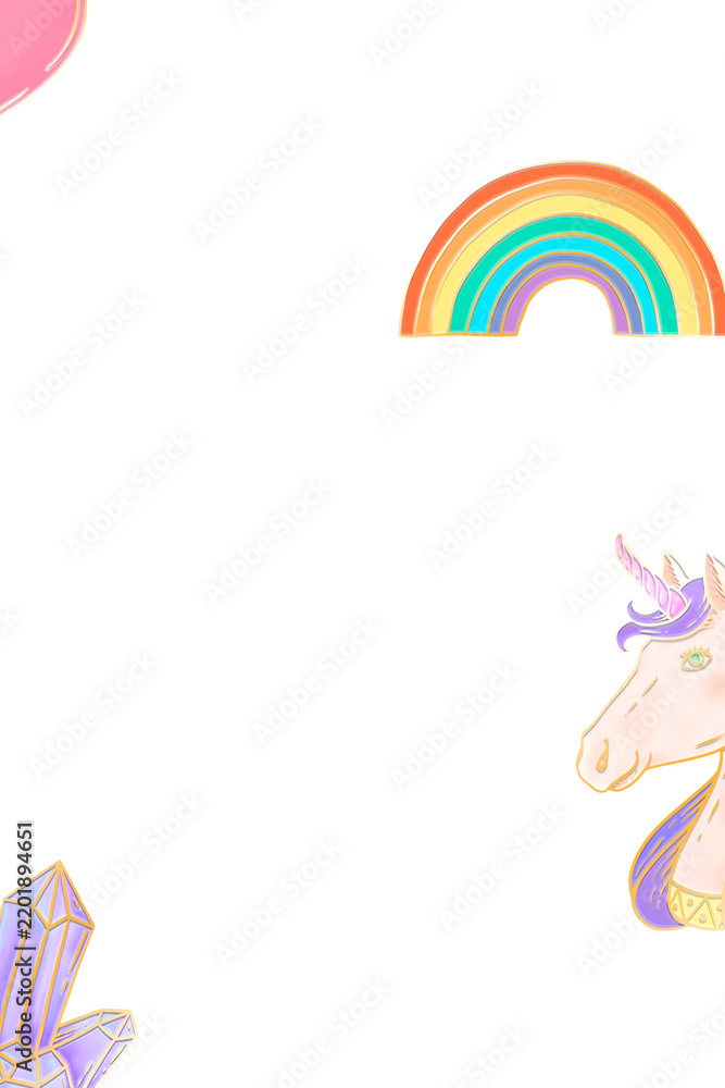 Obraz premium Dreamy pastel pony png rainbow frame for kids