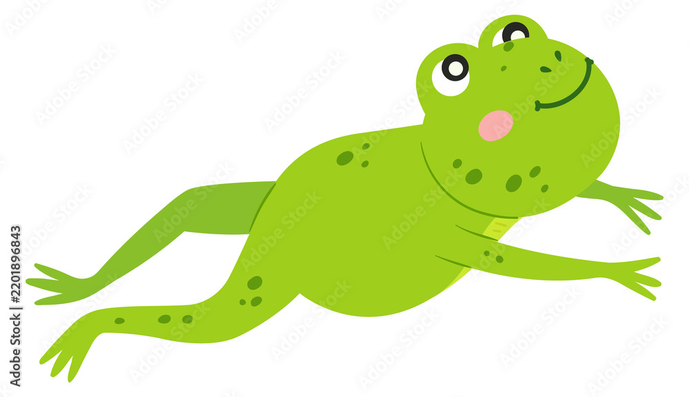 Fototapeta premium Funny frog jumping. Green toad leap icon
