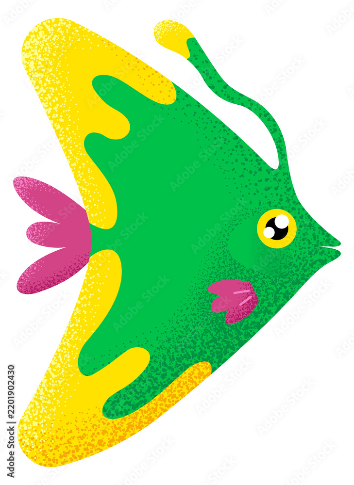 Fototapeta premium Colorful angelfish icon. Aquatic pet. Exotic animal