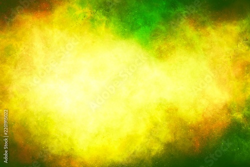 Abstract green background with glowing yellow central light burst