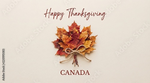 A beautiful autumnal thanksgiving celebration with vibrant maple leaves and warm holiday greetings
