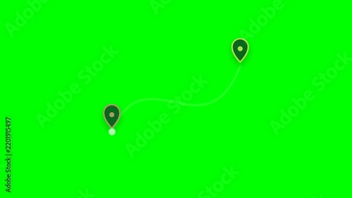 Travel Route Line Animation on Green Screen