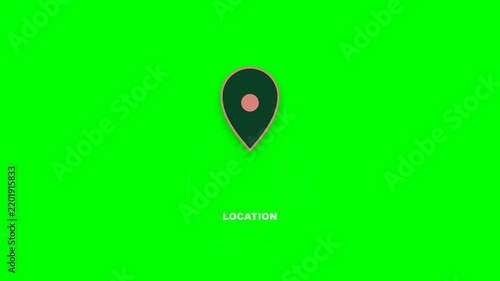 Map Marker Drop and Pulse on Green Screen