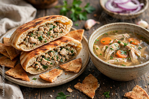 Hawawshi with Broth with Chicken