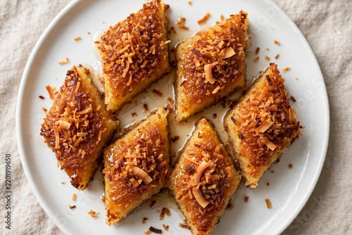 Basbousa with Coconut Fried