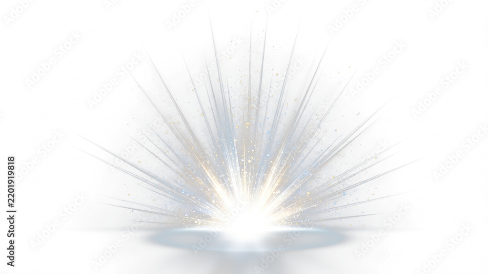 Fototapeta premium Brilliant light burst with sparkling particles isolated on transparent