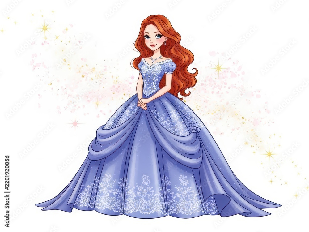 Fototapeta premium Elegant princess in shimmering blue gown