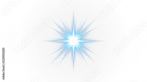 Quadro su tela Intense blue starburst light effect with sharp rays on transparent background