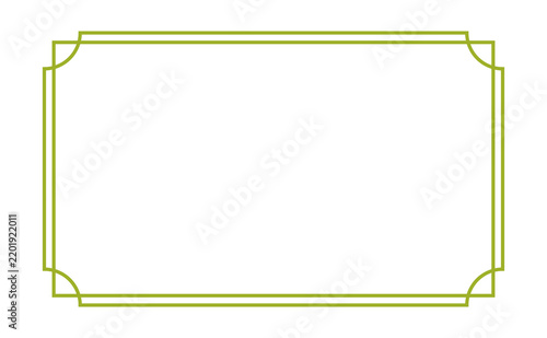 Green double line rectangular frame with layered geometric corners