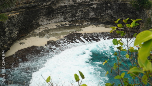 Photography High angle view of powerful ocean waves crashing inside Broken Beach Nusa Penida