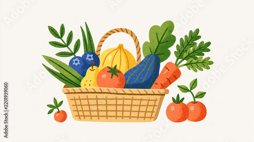 Food sharing concept hands passing a basket of fresh produce between two faceless figures community giving gesture bright clean minimal background soft warm color palette food sharing