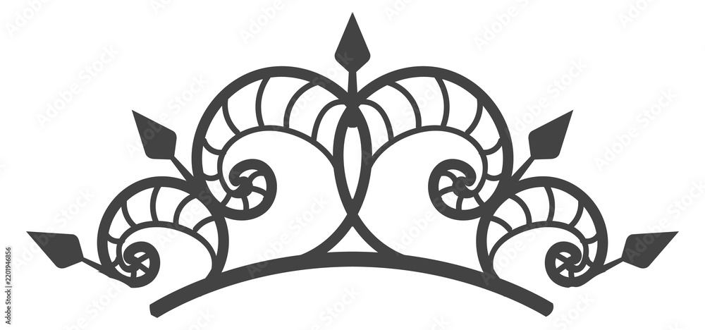 Obraz premium Floral tiara icon. Fancy swirl line ornament