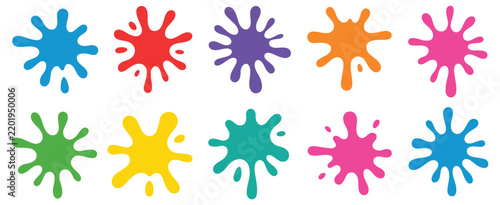 color paint splatter with bright colorful splashes drips and abstract ink stains for pop art