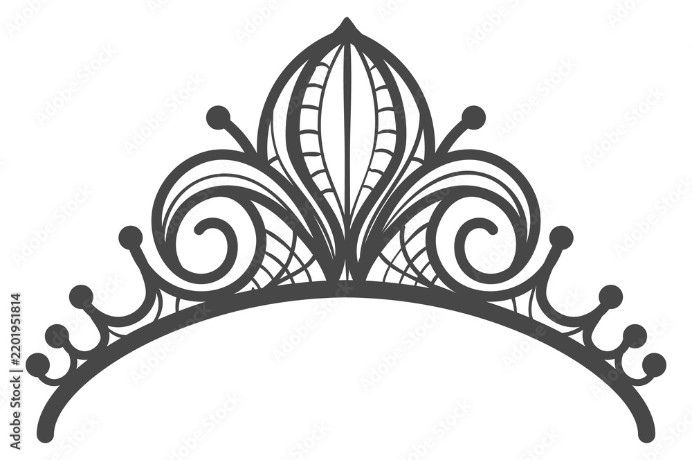 Obraz premium Ornate diadem black decoration. Hand drawn tiara