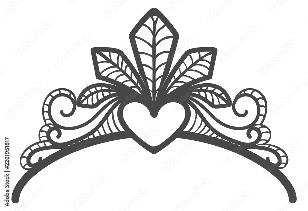Obraz premium Heart jewel tiara hand drawn decorative element
