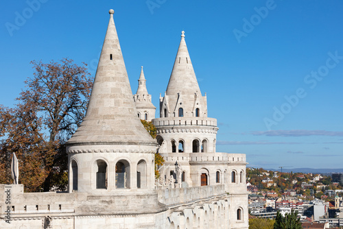 White Stone Towers of Fisherman’s Bastion in Budapest, Hungary