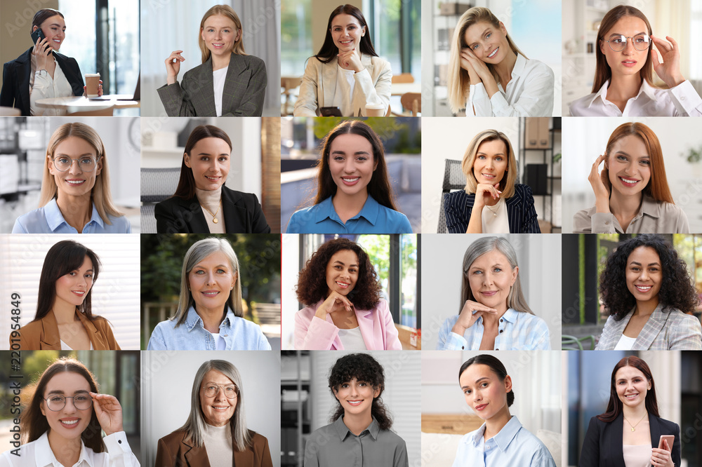 Fototapeta premium Successful business women. Collection of different portraits