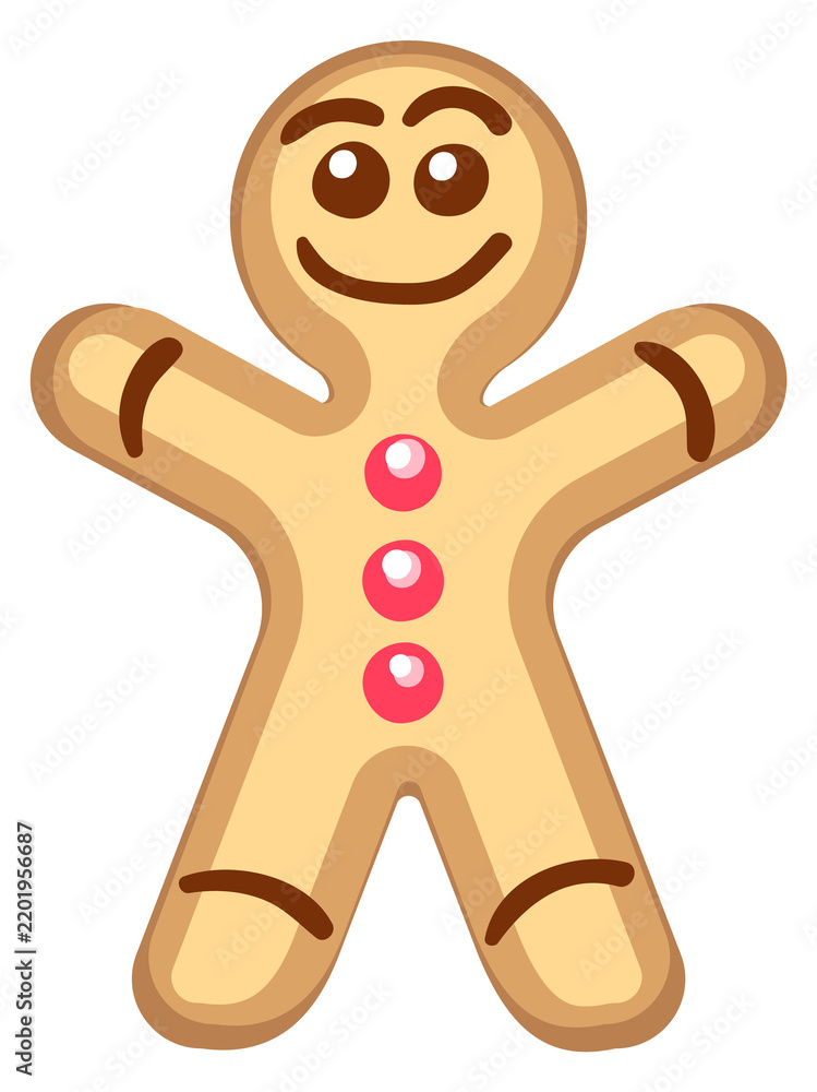 Fototapeta premium Gingerbread man cartoon character. Christmas sweet cookie