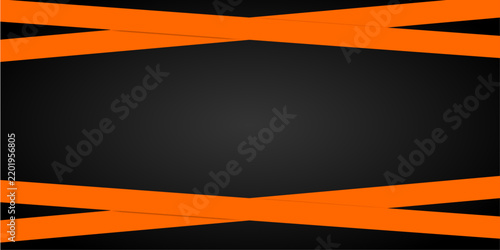Black Friday sale background frame with crossed orange promotional ribbon tapes on dark backdrop