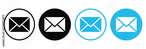 envelope icons with email message mail notification and new message buttons