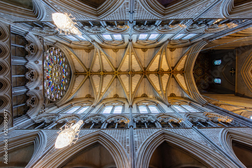 Decorated ceiling interiors of Westminster Abbey, London, UK