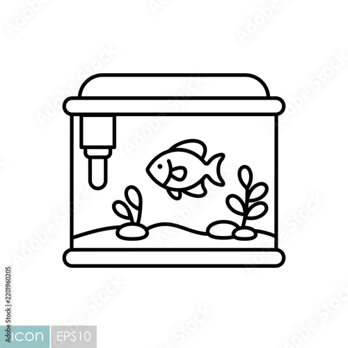 Fish Aquarium Tank Pet Line Icon