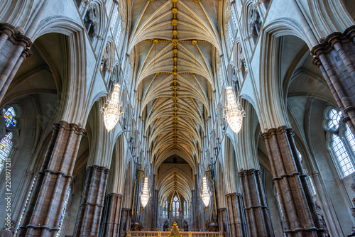 Interiors of Westminster Abbey in London, UK