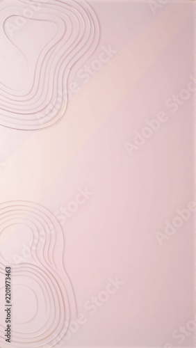rectangular rectangular frame light pink background side frame three white wavy lines form wave like pattern lines arranged way creates sense depth dimension overall design abstract minimalistic