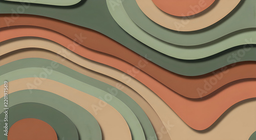 Abstract paper cut background with wavy layers in earth tones