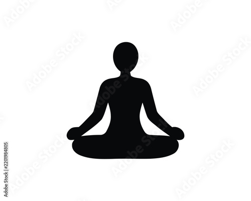 Meditation or yoga pose icon set. Relaxation, wellness, and mindfulness symbol for health apps.