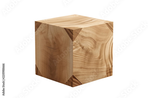Solid natural wood cube pedestal