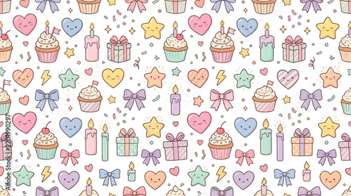 Cute Kawaii Birthday Celebration Pattern
