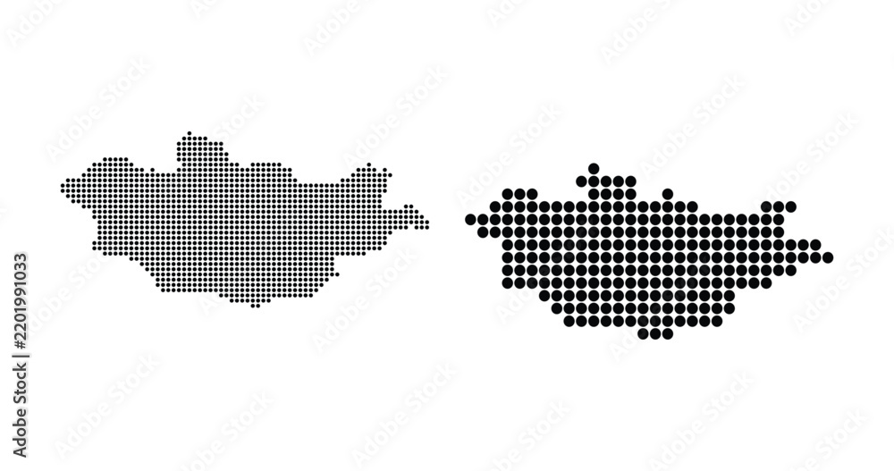 Fototapeta premium black dotted mongolia map vector illustration isolated on white background for geography presentation graphic project