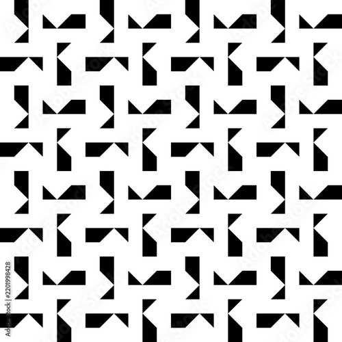 Seamless pattern with geometric motifs in black and white