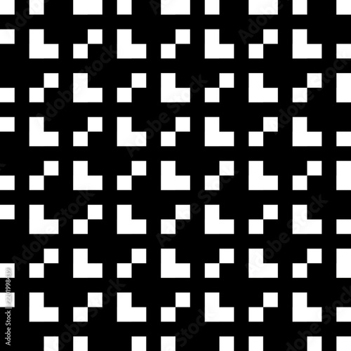 Seamless pattern with geometric motifs in black and white