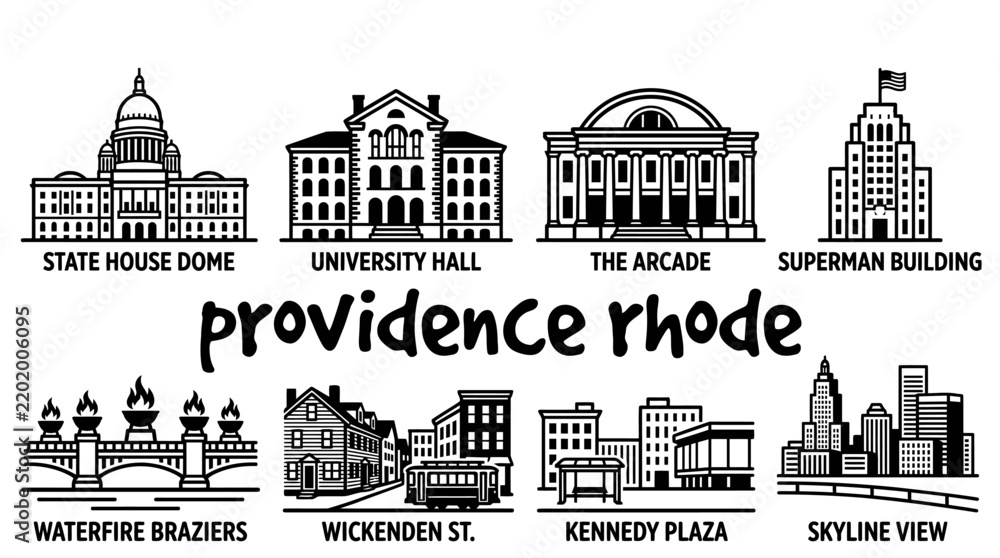 Obraz premium providence rhode island america historic city architecture tourist destination famous downtown waterfront travel tourism heritage culture university buildings streets river landmark new england