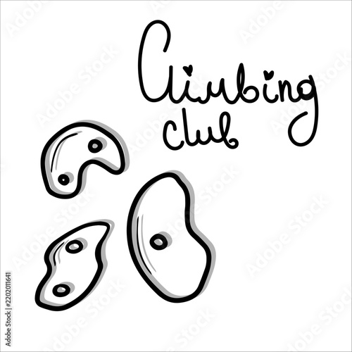 Climbing Holds equipment and accessories hand-drawn illustration rock climbing wall