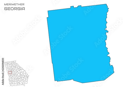 Meriwether County Map, Georgia State, USA